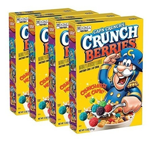 Capitán Crunch Cereal, Crunch Bayas, Cajas 13oz, 4 Conde