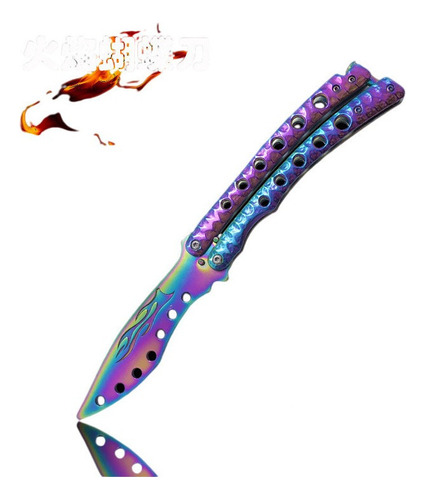 Non Cutting Edge Flame Butterfly Folding Knife