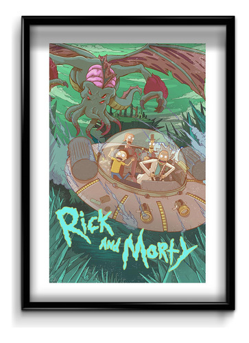 Cuadro Rick Morty Poster Art 30x40 (marco+lámina+vidrio)