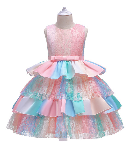 Pastel De Malla Infantil Vestido De Princesa Pompón