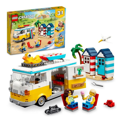 Lego Creator 3 En 1 Furgoneta Casa Auto Playa + Accesorios