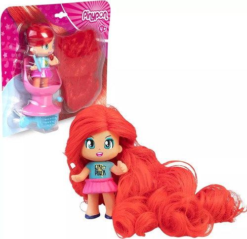 Pinypon Super Long Hair Pelo Super Largo Rojo Orig.