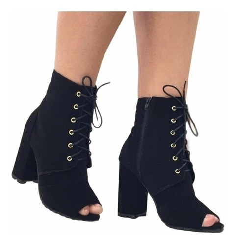 Imagem 1 de 1 de Bota Coturno Ankle Boot Feminina Salto Alto Grosso Curto