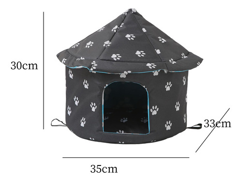 Refugio Para Gatos Callejeros Impermeable Redondo S Negro
