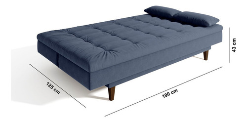 Sofá cama de 3 plazas de 190 cm Sofá Nabalina azul azabache