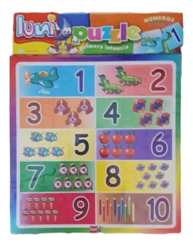 Puzzle Primeros Numeros Luni Didactico Escolar 20 Piezas 