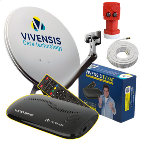 Kit Antena Parabólica Vivensis + Receptor Vx10 + Lnb Duplo