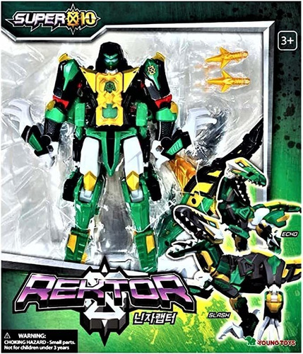 Super 10 Rektor Ninja Raptor Green Dino - Figura De Robot T.