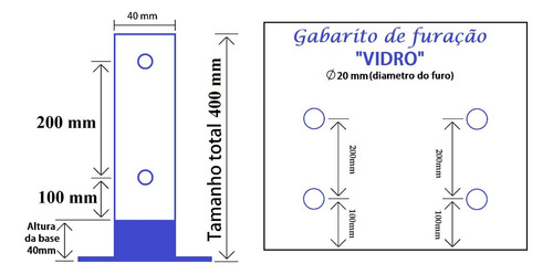 20 Coluna Torre Aço Inox 304 Com 40 Cm Guarda Corpo Puxadores Online