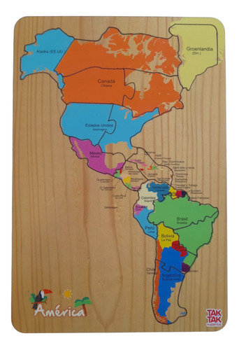 Mapa Madera América Rompecabezas Puzzle Encastre Didactico