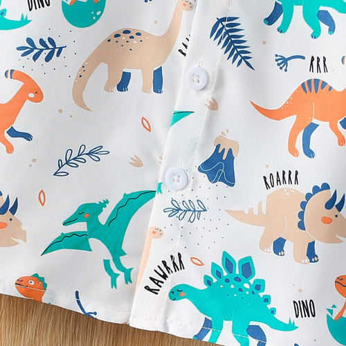 Conjunto De Verano De Niño 1-6a Con Estampado Dinosaurios Azul Acero 2-3 A