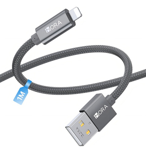 Cable Carga Usb Compatible Para iPhone 1m 2.4a Color Gris