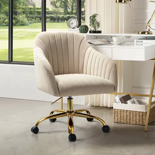 Silla de oficina sin brazos, bonita silla de escritorio de tela moderna,  sillas de escritorio de oficina en casa con ruedas, silla giratoria  ajustable