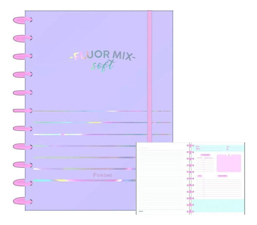 Caderno Discbook 10 Matérias 160fls Fluor Mix Lilás Foroni