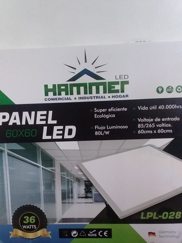 Panel Led Hammer De 36 W Med 60x60 , Ultradelgada ( Oferta )