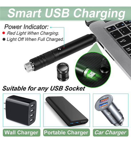 Puntero Verde De Alta Potencia, Recargable, Carga Usb