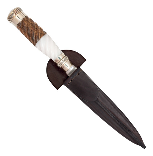 Cuchillo Madera Y 14cm Acero Inox Vaina Cuero Vaqueta