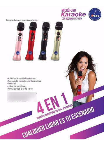 Microfono K-box Karaoke Bocina Bluetooth Navidad Inalmbrico