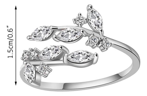 Anillo A La Moda Para Mujer, Estilo Hoja De Diamante, Con Ap