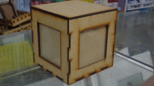 Porta Retrato Cubo Para 4 Fotos Cortado A Laser Mdf Cru