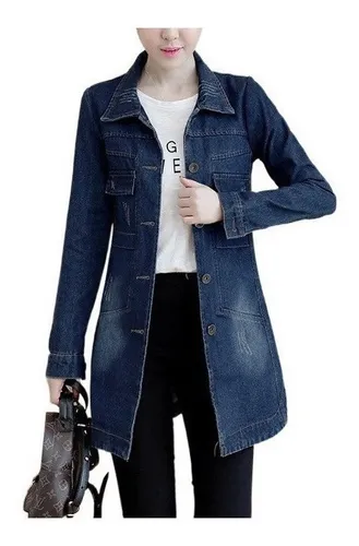 Chaqueta de jean larga mujer new arrivals