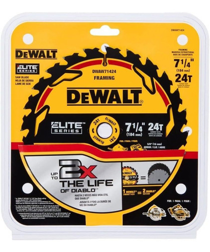 Hoja de sierra circular Dewalt Dwaw71424 de 24 dientes y 7 1/4 pulgadas