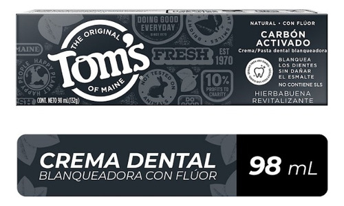 Toms Of Maine pasta dental carbón activado con flúor 98mL