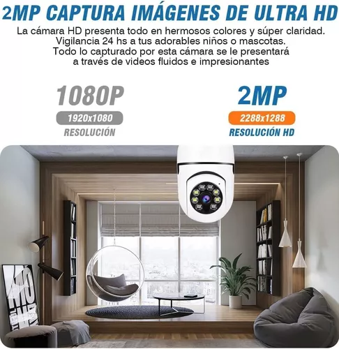 Cámara De Seguridad Panorámica 360º 1080p Foco Camara Wifi