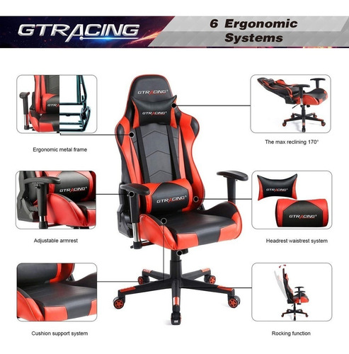 Imagen 7 de 7 de Silla Gamer Pro Series Gt099-red