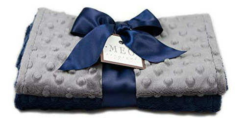 Meg Original Azul Marino Y Carbón Baby Boy Minky Dot Burp Cl