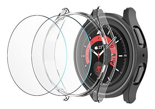 2 Fundas Para Samsung Watch 5 Pro 45mm Negro-transparente