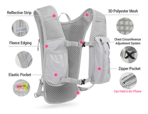Mochila Con Chaleco Impermeable Transpirable Para Correr De
