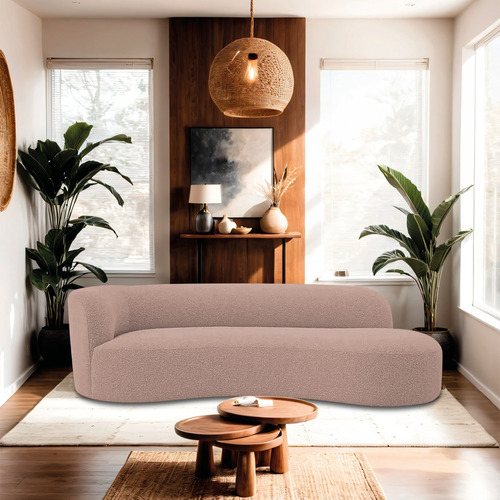Divã Recamier Orgânico Tokyo 200cm Lado Direito Linho Cor Rose