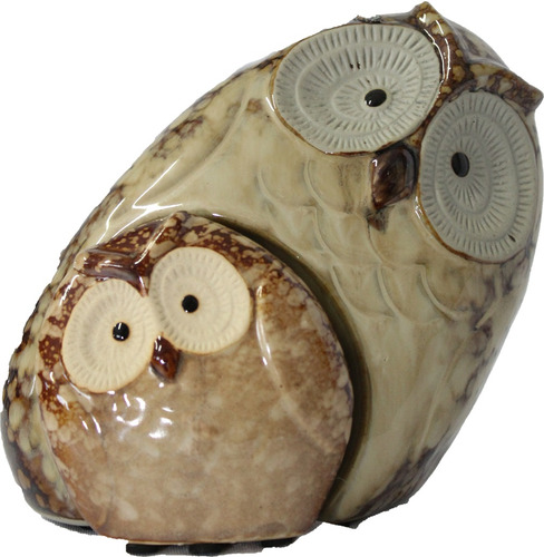 Coruja Com Filhote De Lado - Dy22270 Cor Marrom