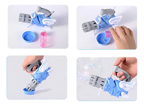 Burbujero Pistola Angel Gatling Toy Infantil Bubble A Pilas Color Nena