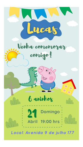 Convite Digital Escolha O Seu Envio Imediato Peppa Pig