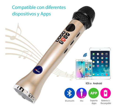 Microfono K-box Karaoke Bocina Bluetooth Navidad Inalmbrico