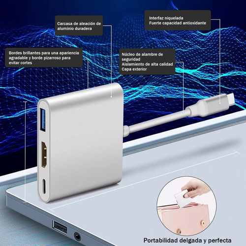 Estación De Acoplamiento 3 En 1 Adaptador Usb-c A Hdmi