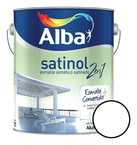 Alba Satinol 2 En 1 Esmalte + Convertidor Blanco 4l Caporaso