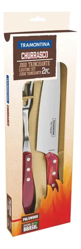 Juego de 2 piezas para tallar barbacoa Tramontina Polywood de acero inoxidable