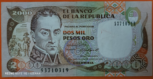 Billete 2000 Pesos Oro 1988