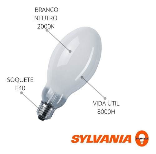 Imagem 2 de 4 de Kit 10pcs Lampada Vapor Sodio Ovoide 400w E40 Sylvania
