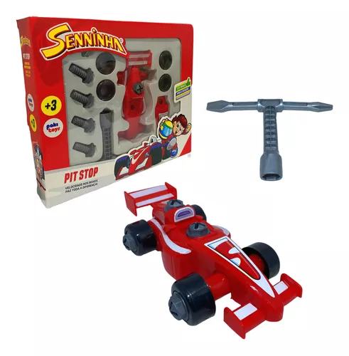 Carrinho de Corrida Senninha Pit Stop e Ferramentas 14 Peças Paki Toys