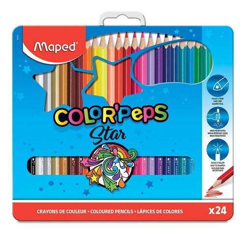 Lápices De Colores Maped Color Peps 24 Piezas Con Estuche