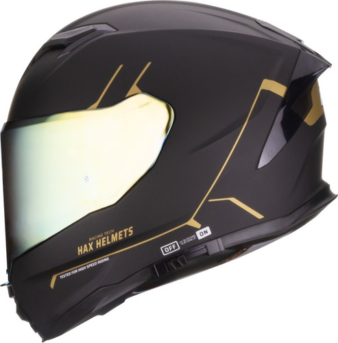 Hax Helmets Casco Integral Dot Ece 06 Force Matte Black Gold