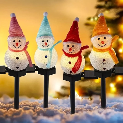 # 4 Luz Solar Navidad Muñeco De Nieve Jardín Al Aire Libre