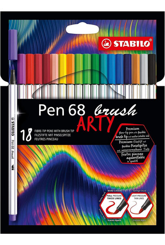 Rotulador Fibra Stabilo | 18-pack De Colores | Pen 68 Brush