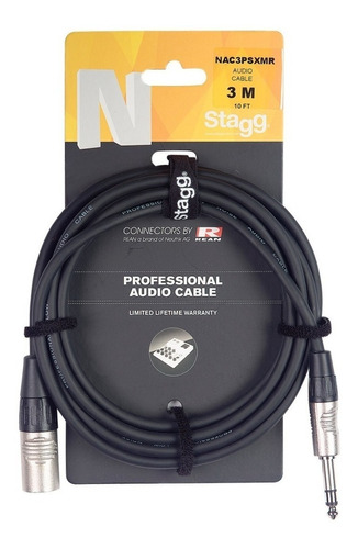 Cable Plug 6.5mm Estéreo A Canon Xlr Macho Stagg 3 Metros