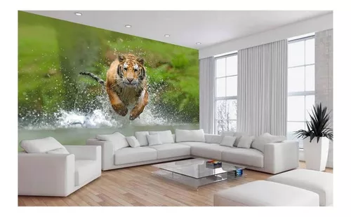 Papel De Parede Animais Tigre Correndo Rio 3D Anm237 - Você Decora - Papel  de Parede - Magazine Luiza