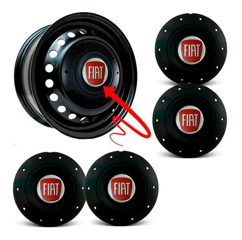 Imagem 2 de 7 de Jogo 4 Calotas Tampa Roda Ferro Fiat Aro 14 15 Amarok 4x100
